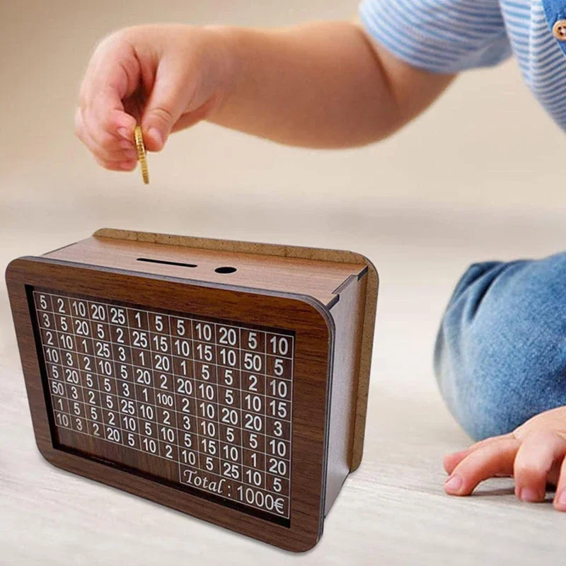 1000/3000/5000/10000 유로 돈 상자 나무 돈 상자 저축 대상 및 번호 상자 홈 인테리어로 재사용 가능