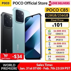 POCO C85 글로벌 버전 스마트폰 NFC 128GB 256GB 미디어텍 헬리오 G81-울트라 6.9인치 도트 드롭 디스플레이 50MP 메인 카메라 6000mAh