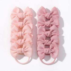 10 개/몫 Grosgrain 리본 피그 테일 활 탄성 헤어 넥타이 헤어 밴드 홀더 아기 소녀 선물을위한 새해 헤어 액세서리