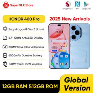 글로벌 버전 HONOR 400 Pro 5G 스마트폰 6.7인치 120Hz AMOLED 디스플레이 스냅드래곤 8 Gen 3 6000mAh 200MP 카메라 100W 슈퍼차지 NFC
