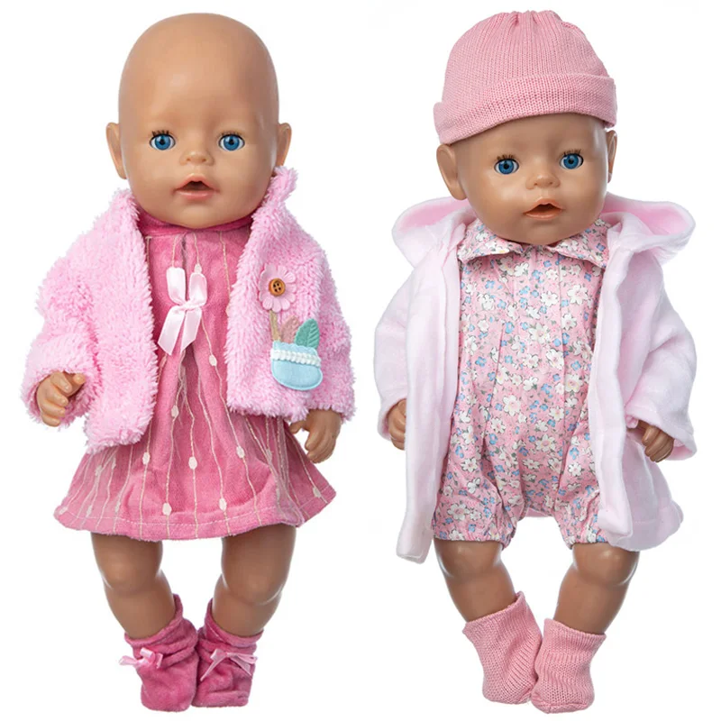 17 인치 43 Cm 인형을위한 귀여운 인형 복장 태어난 아기 인형 자켓 복장 세트 인형 정장 어린이 장난감 착용