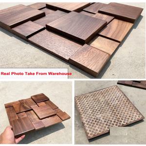 천연 블랙 호두나무 어쿠스틱 벽 패널, 흡음 목재 모자이크 타일, 인테리어 벽 장식, 30x30cm, 박스당 6 개