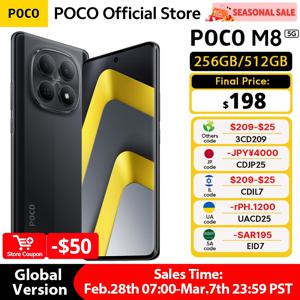 글로벌 버전 포코 M8 5G 스마트폰 256GB 512GB 스냅드래곤 ®   6세대 3 6.77인치 120Hz 디스플레이 50MP 카메라 NFC 5520mAh 45W