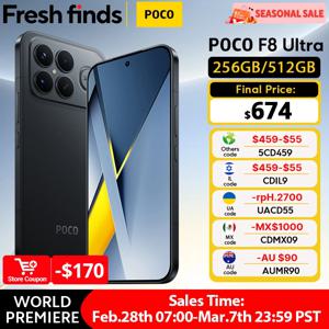 【월드 프리미어】POCO F8 Ultra 5G 글로벌 버전 스마트폰 스냅드래곤 ®   8 엘리트 5세대 NFC 6500mAh 50MP 6.9인치 120Hz 디스플레이