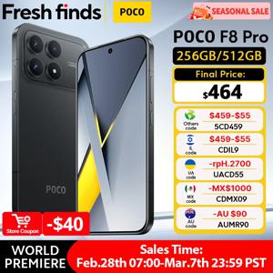 최신 POCO F8 Pro 5G 글로벌 버전 스마트폰 256GB 512GB 스냅드래곤 8 엘리트 6.59인치 120Hz 하이퍼RGB AMOLED 디스플레이 6210mAh NFC