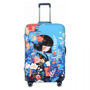 사용자 정의 사쿠라 일본 소녀 Kokeshi 인형 가방 커버 18-32 인치 용 빨 수있는 수하물 보호 커버