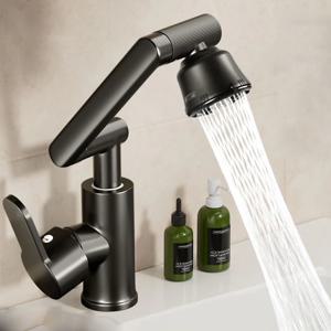 분지의 수도꼭지 따뜻한 것과 차가운 세면기 가정용 욕실 다기능 부스터 범용 회전 수도꼭지 주방 유니버설