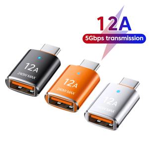 12A 유형 C OTG 어댑터 유형 C-USB A 충전기 어댑터 커넥터 노트북 용 USB 3.0 Xiaomi Samsung Macbook 10Gbps Type-c OTG