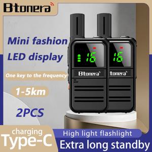 BTONERA 워키 토키 2 Pcs 충전식 장거리 손전등 16 채널 라디오 휴대용 양방향 Rad USB 유형 C 하이킹