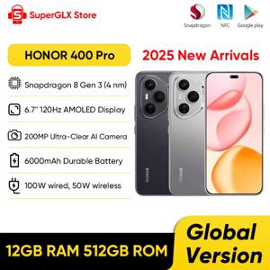오리지널 글로벌 버전 HONOR 400 Pro 5G 스마트폰 200MP 카메라 스냅드래곤 8 Gen 3 6.7인치 AMOLED 스크린 100W 유선 50W 무선 충전