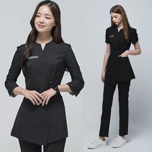 여성을위한 우아한 뷰티 살롱 작업복 세트 봄 여름 스킨 케어 및 발 마사지 건강 보존 유니폼 폴리 에스터 섬유