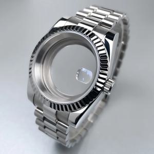 39mm NH35 케이스 DJ 플루트 베젤 사파이어 글라스 프레지던트 브레이슬릿 스테인리스 스틸 세이코 모드 NH35 NH36 무브먼트 시계 케이스