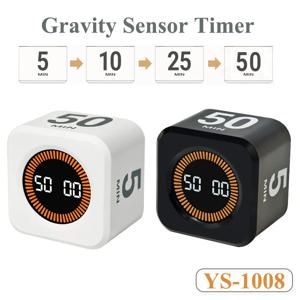 디지털 비주얼 타이머 중력 센서 뒤집기 LED 디스플레이 4 사전 설정 시간 요리 연구 샤워를위한 충전식 미니 큐브 타이머