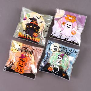 50/100Pcs 소름 끼치는 할로윈 사탕 가방 호박 유령 선물 쿠키 셀프 씰링 가방 할로윈 파티 장식 어린이 트릭 또는 트리트