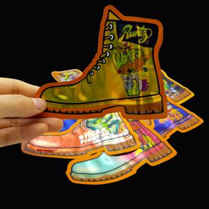 50개 3.5G 냄새 차단 마일라 백 홀로그램 선물 가방 신발 모양 보관용 생일 파티, DIY 방수 지퍼 백