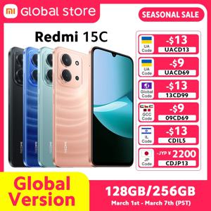 새로운 글로벌 버전 샤오미 레드미 15C 스마트폰 50MP 카메라 6.9인치 도트 드롭 디스플레이 미디어텍 Helio G81-Ultra CPU 6000mAh 배터리