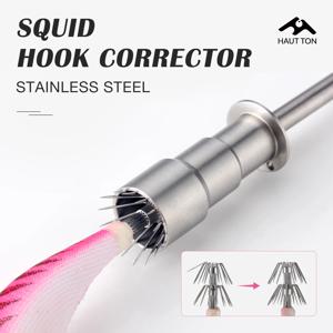 HAUT TON 1개 스테인리스 스틸 오징어 훅 교정기 변형된 낚시 훅 복원 가능 휴대용 경량 낚시 도구 액세서리
