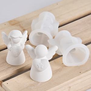 하트 윙스 엔젤 실리콘 향초 몰드 DIY 소녀 조각 석고 홈 데코 수제 인체 레진 몰드 생일 선물용