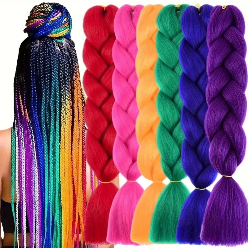 24인치 합성 롱 박스 점보 브레이딩 헤어 익스텐션 야키 스트레이트 텍스처 여성용 드레드락