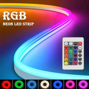 USB LED 네온 로프 조명, 리모컨 포함 RGB LED 스트립 조명, 색상 변경 가능한 유연한 LED 스트립 조명, 게임용 5V 네온 조명