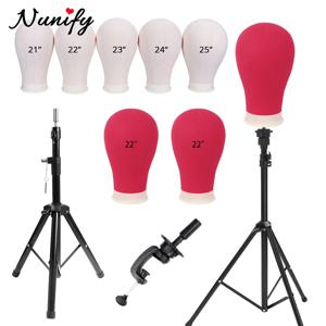 Nunify 마네킹 헤드 가발 스탠드 로즈 핑크 22 