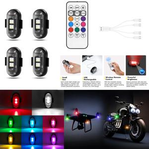 7색 LED 자동차 스트로브 라이트 오토바이 LED 위치 무선 라이트 드론 무선 리모컨 점멸 경고 신호등