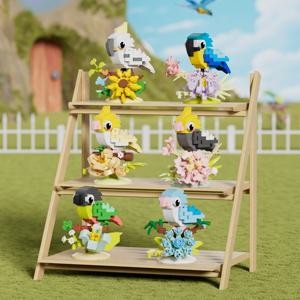 새로운 다채로운 앵무새 조립 빌딩 블록 장난감 귀여운 새 모델 교육 부모-자식 선물