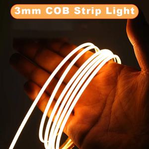 COB LED 스트립 유연한 고밀도 LED 스트립 3mm COB 바 LED 조명 따뜻한 3000K 흰색 6500K 침실 주방 홈
