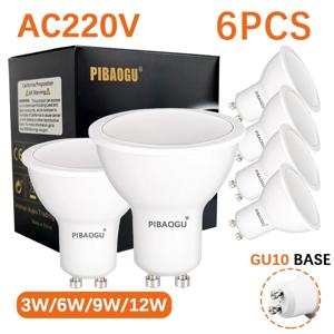 6PCS LED 조명 전구 스포트 라이트 GU10 120 °   스포트라이트 AC220V Led 디밍 가능 MR16 GU10 스포트 라이트 LED 가정 장식용 깜박임 없음