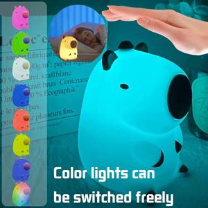 귀여운 카피바라 LED 수면등, 아이들을 위한 7가지 색상 터치 만화 실리콘 침실등, 어린이 방 생일 선물