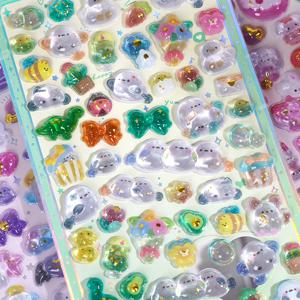 미니 일본 스타일 새로운 만화 3D 드롭 릴리프 스티커 스크랩북킹 DIY 저널링 문구류 다이어리 장식 학교 귀여운 스티커