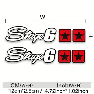 빨간 별이 있는 멋진 '스테이지 6' 로고 스티커 1개, 자동차 본체에 내구성이 뛰어나며 자동차 매니아의 개인화에 적합합니다.
