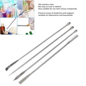 4PCS 실험실 주걱 세트 304 스테인리스 스틸 혼합용 스푼 보관 가방 포함 스테인리스 스틸 실험실 주걱