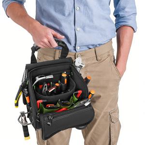 JAKAH 전문가용 전기공 도구 파우치, 21포켓, 인체공학적 고무 손잡이, 패딩 처리된 어깨끈 블랙 그린 JK-208