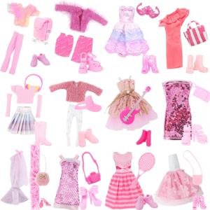 핑크 인형 옷 및 액세서리 11.5'' 그릴 드레스 카메라 신발 모자 가방 부츠 30cm 어린이 생일 크리스마스 선물 장난감