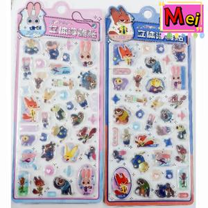 새로운 2pcs 만화 3d 동물 입체 크리스탈 스티커 애니메이션 주디스 닉 스타일 DIY 모바일 컴퓨터 장식 스티커 선물