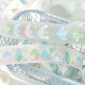 3m/롤 Kawaii 한국어 INS Lucky Grass 스파클링 샌드 PET 테이프 스티커 DIY 스크랩북 장식 일기 앨범 미적 문구