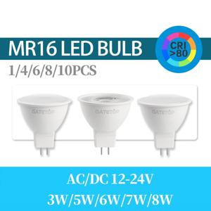 1-10개 MR16 AC DC 12V 24V LED 스포트라이트 전구 GU5.3 베이스 600lm 6W 봄빌라스 스팟 라이트 30W 50W 할로겐 램프 대체 거실용
