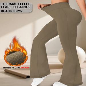 여성용 플리스 안감 바지 - 하이웨이스트 슈퍼 소프트 플레어 레깅스(복부 조절 디자인 포함)