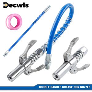 10000PSI 더블 핸들 고압 잠금 그리스 피팅, I/8 NPT 전문 그리스 커플러, 수리 도구, 그리스 건 액세서리, 옵션 30cm 연결 호스,