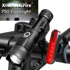 강력한 LED 자전거 헤드라이트 손전등 USB 충전식 LED 방수 슈퍼 밝은 줌 헤드라이트 후면 조명 MTB 자전거 라이트