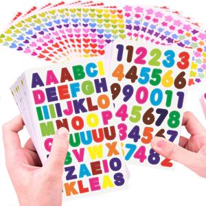 10/20/30/50PCS 숫자 문자 점 하트 스타 어린이 컬러 스티커 종이 장난감 앨범 일기 장식 액세서리 스티커