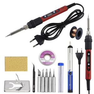 디지털 디스플레이 전기 납땜 인두 빨간색 80W 110V / 220V 조정 가능한 온도 납땜 용접 납땜 제거 수리 도구