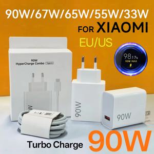 샤오미 정품 90W 충전기 EU 어댑터 하이퍼차지 USB 타입 C 케이블 미 17 15 울트라 14 프로 13 15T 레드미 노트 포코 X7 F8 프로용