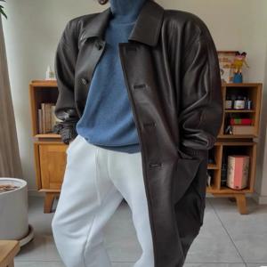 여성용 최고급 양가죽 수트 재킷, 롱 오버사이즈, 뉴트럴, 싱글 브레스티드, 블랙 재킷, 여성 스트리트