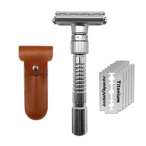 새로운 조절식 안전 면도기 더블 엣지 클래식 남성용 면도기 순한에서 강한 면도까지 1-6 파일 아연 합금 면도기 5개의 블레이드 포함