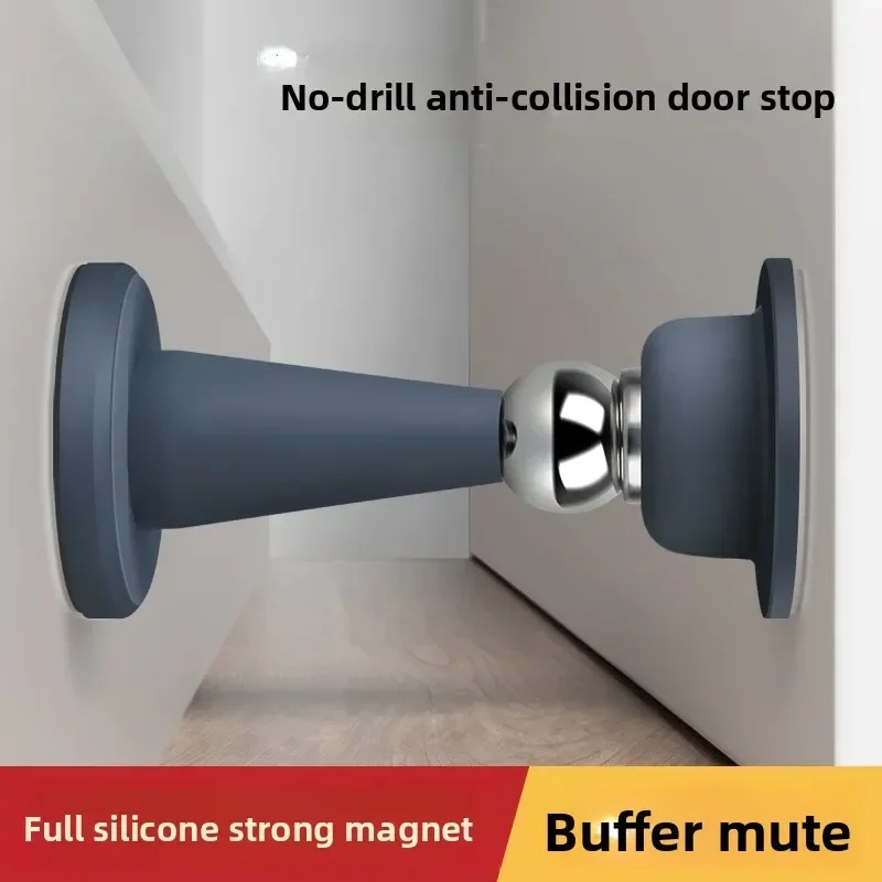 무타공 도어 스토퍼, 방 침실 문 고정 벽 보호, 충돌 방지 가정용 실리콘 강력 흡착 바닥 스토퍼