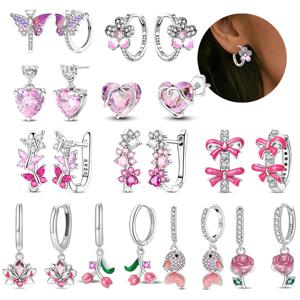 로맨틱 925 스털링 실버 플로럴 피쉬 보우 귀걸이 - 끝없는 사랑을 상징하는 프리미엄 커플 데이트 선물