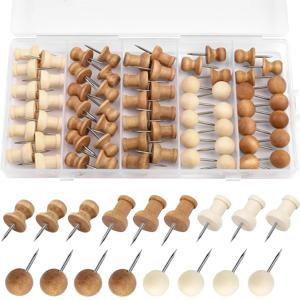 Zxiixz 푸시 핀, 압정, 코르크 보드용 장식용 푸시 핀, 벽걸이용 나무 압정, 게시판용