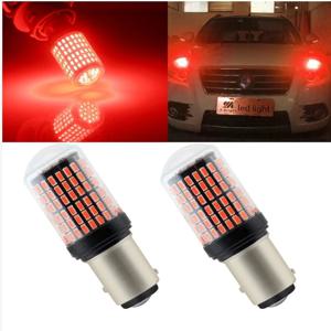 2025 업데이트 레드 P21W 1016 94 BAY15D 1157 7528 LED 3014 144SMD 자동차 브레이크 전구 12V